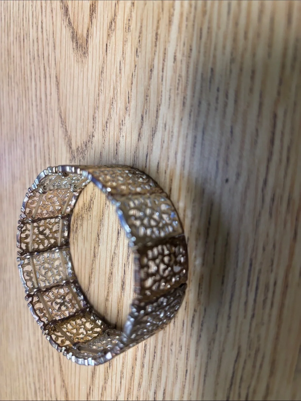 Intricate Filigree Stretch Bracelet in Rose-Tone Metal